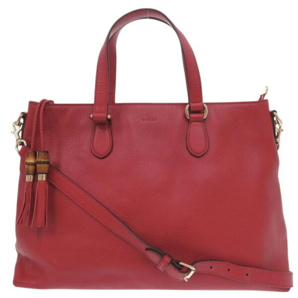 Gucci Bamboo Tassel Leather Red Handbag